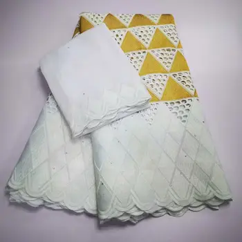 

African Lace Fabric 2020 High Quality Nigerian Pure cotton Embroidery with Rhinestone French Net Lace Fabric 5+2yards/Lot A-1034