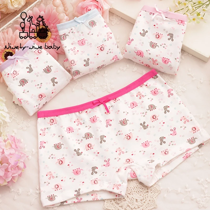 

4Pcs/lot Baby Girls Cotton Panties Lovely Cartoon Baby Elephant Print Underpants for Girls Kids Underwear Girls Safety Panties
