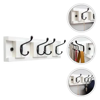 

1Set Movable Wall-Mounted Modern Style Hanger Wooden Creative Hook (White)