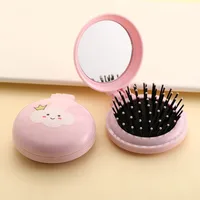 Mini Pocket Mirror Cute Massage Folding Mirror with Comb Portable Pocket Small Travel Girl Hair Brush with Mirror Styling Tools 4
