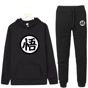 

Hot Anime Dragon Ball Tracksuits Men Set hooded Thicken Fleece Hoodies + Sweatpant 2019 Winter Spring Sweatshirt Sportswear Male