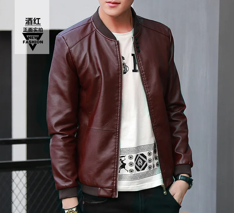 Модное мужское однотонное кожаное пальто со стоячим воротником большого размера свободного кроя из искусственной кожи AliExpress джентльмена
