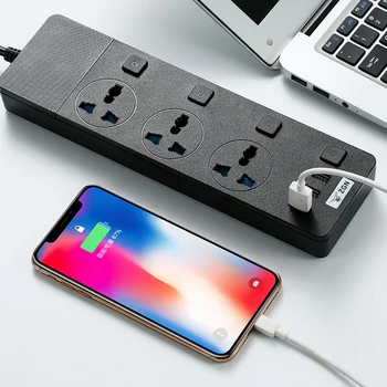 

Besegad Power Strip Adapter Charger Socket Home Office Multifunctional Outlet Extension Cable Switch with 3 USB Ports EU UK Plug