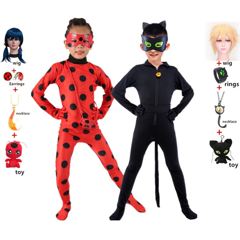 マリネットダパンチェンガールコスプレコスチュームイヤリング子供用ハロウィンコスチュームアニメエイドリアンアグリースト猫ノワールコスプレジャンプスーツ Aliexpress