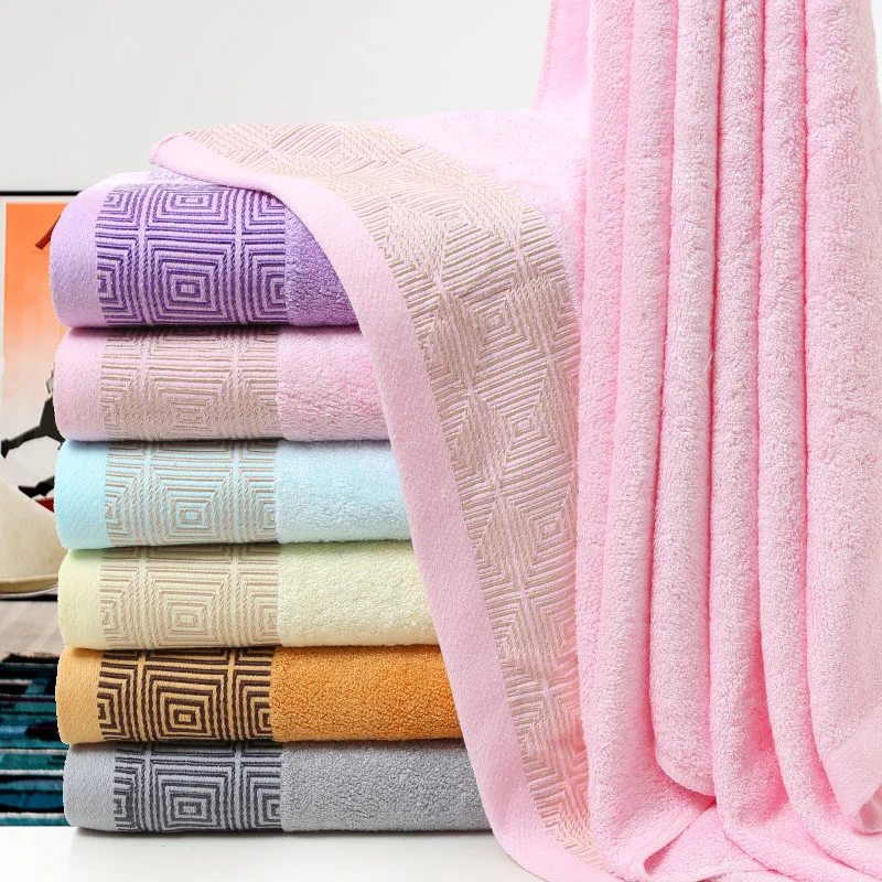 

Gao Yang Towel Bamboo Fabric Plain Color Siege Wide Jacquard Gap Large Bath Towel Gift Shopping Mall/shopping Centers