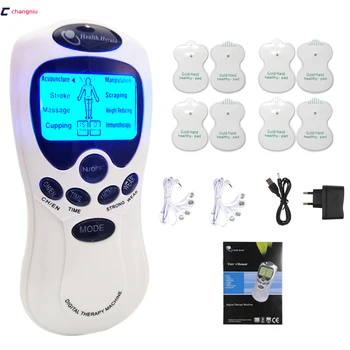 

New English Key Dual input Electrical Stimulator Full Body Relax Muscle Massager,Pulse tens Acupuncture therapy+8 Electrode pads