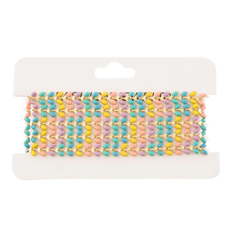 SAUVOO Oil Drop Wheat Shape Link Chains Necklace Gold Copper Chain Design Jewelry Accessories/Jewelry Findings & Components