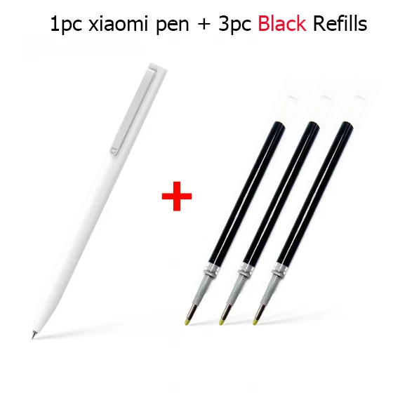 1pen with 3black ink Xiaomi Mijia, ручка-знак, 9,5 мм, прочные ручки для подписи, японские чернила, Premec, гладкая, PREMEC, Швейцария, черный, заправка, MiKuni - Цвет: 1pen with 3black ink