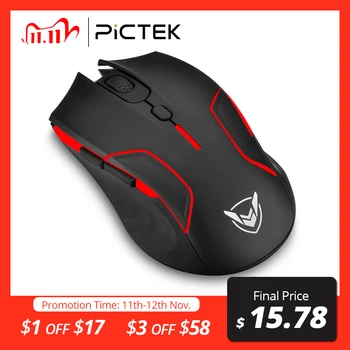 

PICTEK PC280 Gaming Mouse Customizable RGB Backlight Wireless Mice with 6 Programmable Button Up to 10000DPI for PC Gamer Laptop
