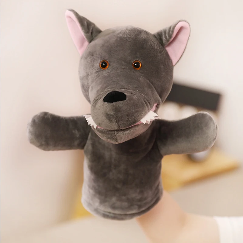 Плюшевый большой волк ручной кукольный для сказок голова животного перчатки детские игрушки подарок Голова Животного Фигурка живо дети игрушка модель подарки