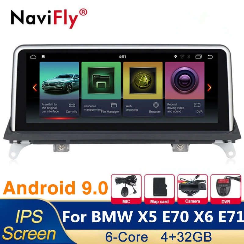 ID7 ips Android 9 0 6 ядро автомобиля gps радио плеер навигация для BMW X5 E70 X6 E71 2007 2008 2009 2010 2011