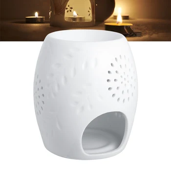 

White Hollow Ceramic Wax Melt Warmer Art Candle Light Holder Essential Oil Fragrance Base For Home Room Warm Decoration