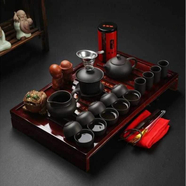 

CJ185 Chinese Kung Fu Tea Set Drinkware Purple Clay ceramic Binglie three options include Tea pot Cup Tureen Infuser TeaTray