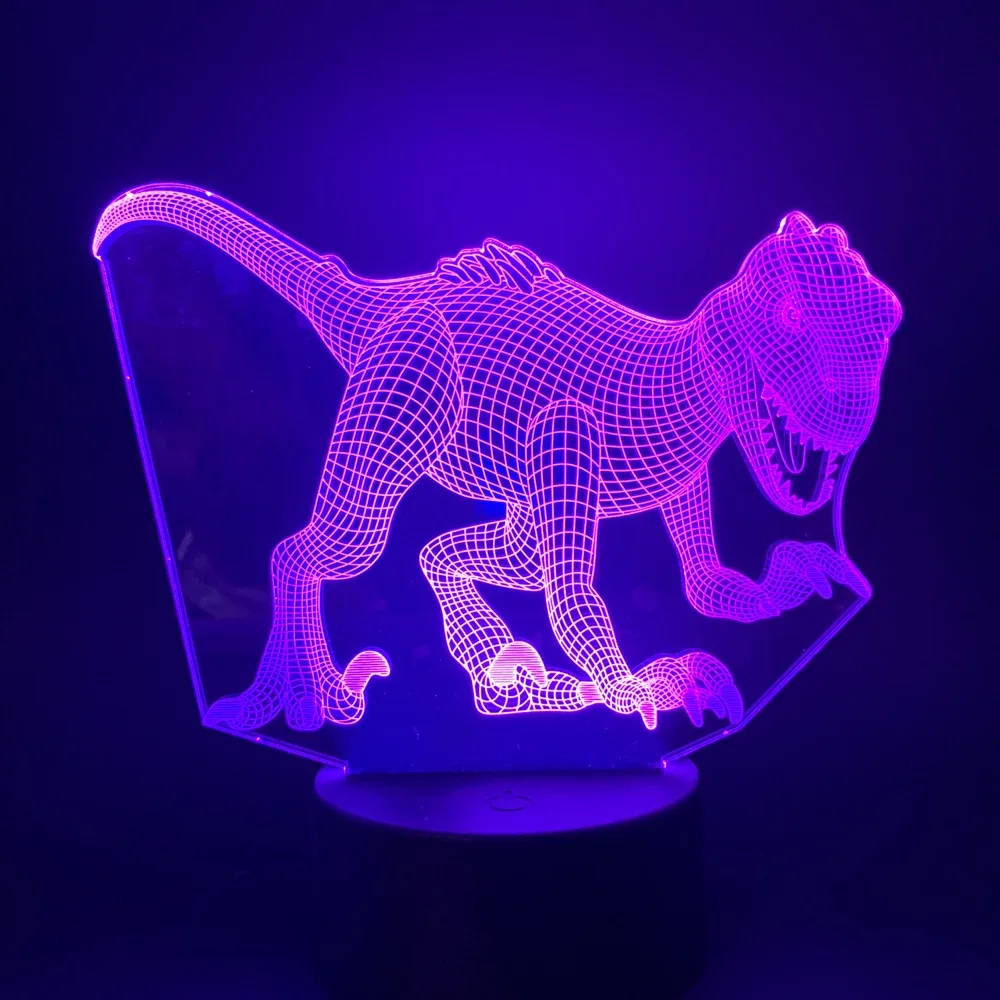 3d лампа для украшения, меняющая цвет, Парк Юрского периода, динозавр, велоцираптор, довольно Потрясающий подарок для детей, светодиодный ночник, светильник