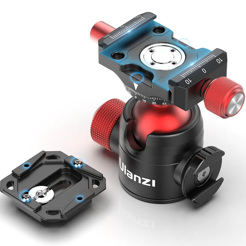 Tripod ball head cold shoe ball head Ulanzi U-70 Metal Mini Ballhead Pan Cold Shoe Double Panoramic Tripod Head DSLR Camera Vlog Bracket