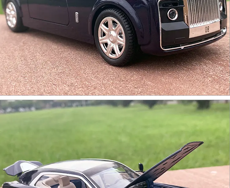 1:24 Rolls Royce Phantom металлические игрушечные колеса, имитационный звуковой светильник, вытяжной задний светильник, коллекция детских подарков, литая под давлением модель автомобиля