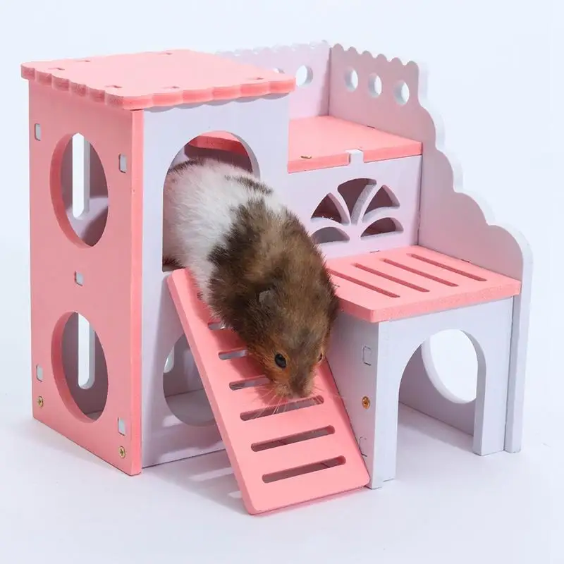 

1pcs Wooden Hamster Hideout House Squirrel Hedgehog Villa Small Pet Habitat Hamster Accessories Chinchilla Guinea Pet Supplies