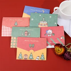 Carte de vœux série de noël, 5 pièces, arbre de noël, enveloppe de bonhomme de neige, petite carte pliable DIY 