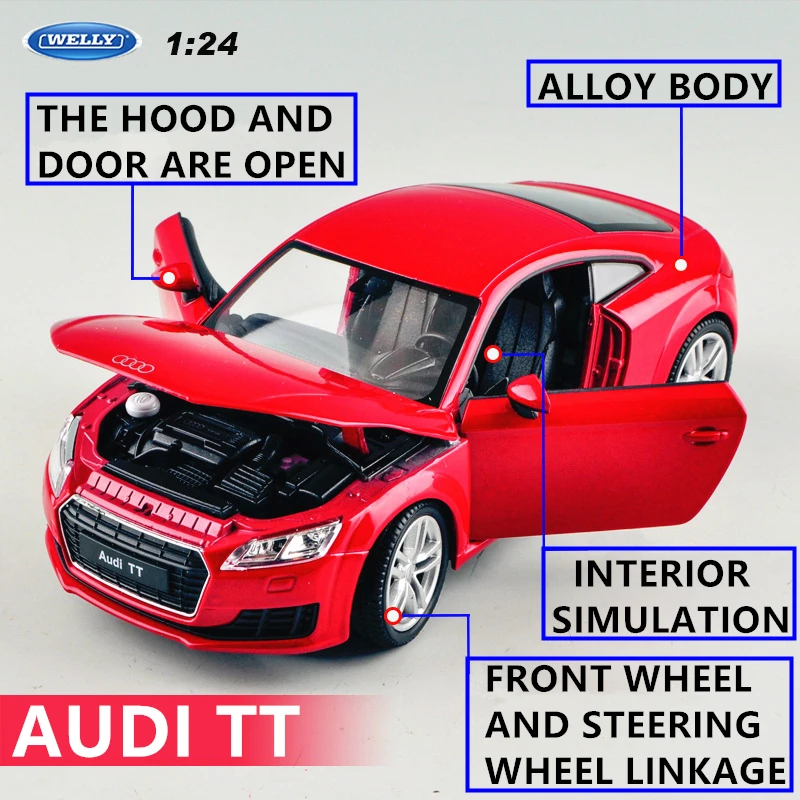 Модель автомобиля WELLY 1:24 Audi TT из сплава модель украшение коллекция подарок