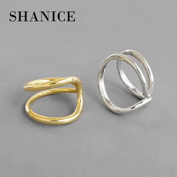

SHANICE 100% 925 Sterling Silver Open Ring woman INS minimalist double line smooth Ring Wholesale Party Gifts fine jewelry
