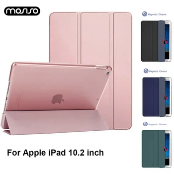 

iPad 10.2 inch Case A2197 A2198 Slim Fit Frosted PC Back PU Leather Magnetic Smart Stand Book Folio Protective Tablet Cover