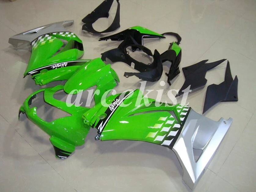 Топ литья под давлением ABS Обтекатели наборы подходят для Kawasaki ninja250 2008- EX250 ZX250R 08 09 10 11 12 13 14 холодный фиолетовый - Цвет: Silver green