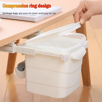 

3L Retractable Under Desk Trash Can Garbage Bin Plastic Kitchen Trash Bin Desk Litter Box Dustbin For Home Office Waste Rubbish
