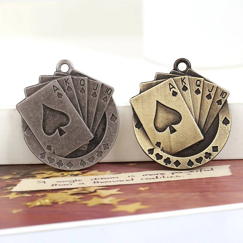 

1 piece DIY Korean Wave Jewelry 41MM*38 Handmade DIY Necklace Accessories Bronze Playing Card Alloy Birthday Gift Accessories