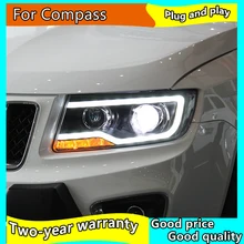 Автомобильный Стильный чехол на голову для Jeep Compass 2011- Grand Cherokee светодиодный фонарь DRL Объектив Двойной Луч биксенон