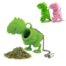 Ситечко для чая с мультяшным динозавром, нетоксичный силиконовый чайный заварочный пакетик, милый многоразовый чайник, аксессуары, товары для дома, KitchenTool