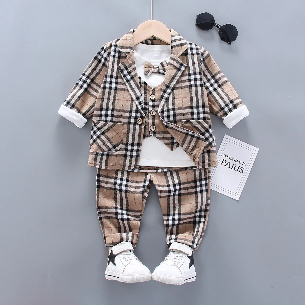 

Childrenswear 2020 Spring And Autumn New Style BOY'S Fashion Korean-style Children Gentleman Suit Formal Dress Bowtie Three-piec
