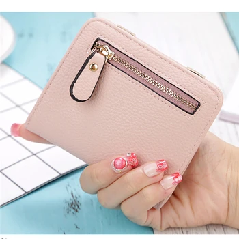 

New Women's Short Wallet Ultra-thin Two Fold Small Wallet Mini Casual Female Purse Korean Simple Fashion Lady Solid Wallet Clips