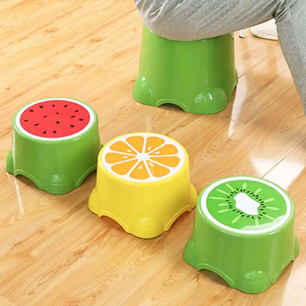 

Lovely Cartoon Stools Fruit Pattern Living Room Non-slip Bath Bench Child Stool Plastic PP Changing Shoes Stool