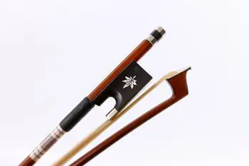 

4/4 Violin Bow Brazil Wood Ebony Frog Shell Maple Leaf Inlay Durable