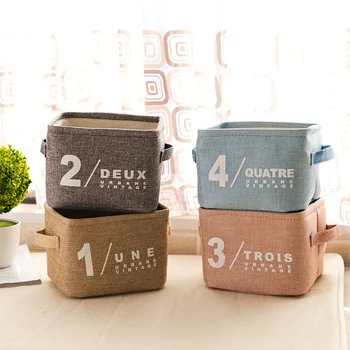 

Small Cotton Linen Makeup Organizer Fabric Saves Masks Case Desktop Storage Box Basket for Sundries Foldable Cosmetic Container