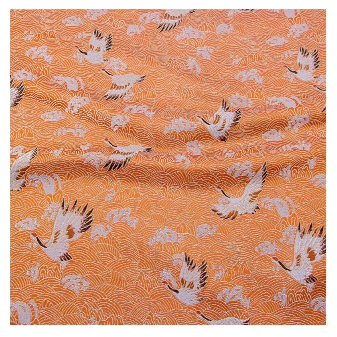 red-crowned crane 1/2meter Chinese style brocade jacquard satin fabric for Cheongsam Kimono and bag Patchwork Needlework