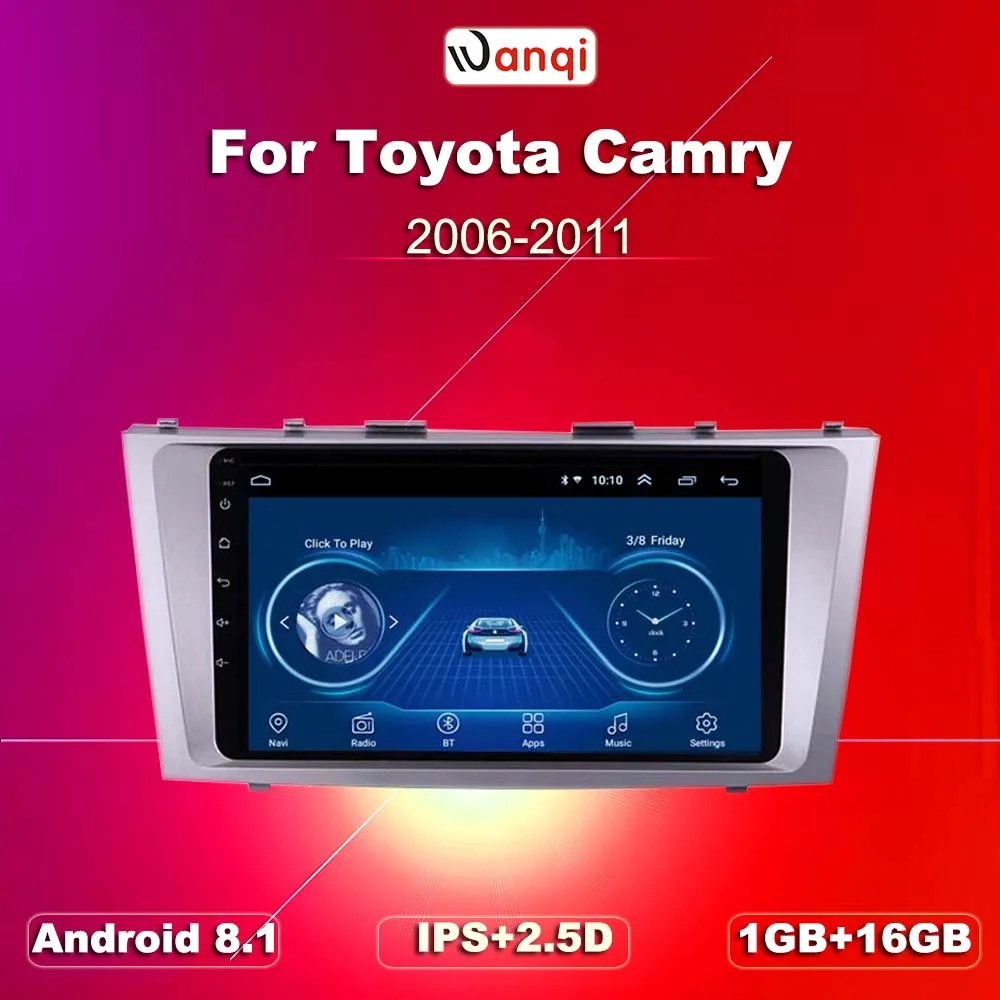 9 дюймов Android 9. 0 2.5D Закаленное HD Сенсорное радио для Toyota Camry 8 1 2007 с Bluetooth USB WIFI