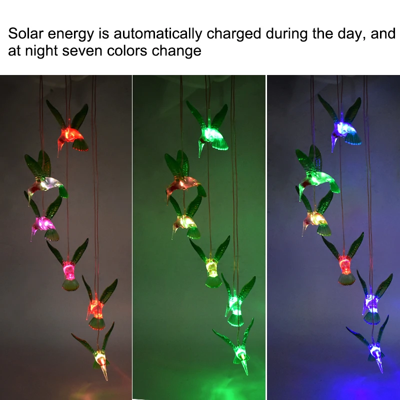 Колибри светодиодный солнечный свет романтические ветряные огни ветряной светильник с музыкой струнная лампа изменение цвета для внутренний двор Декор
