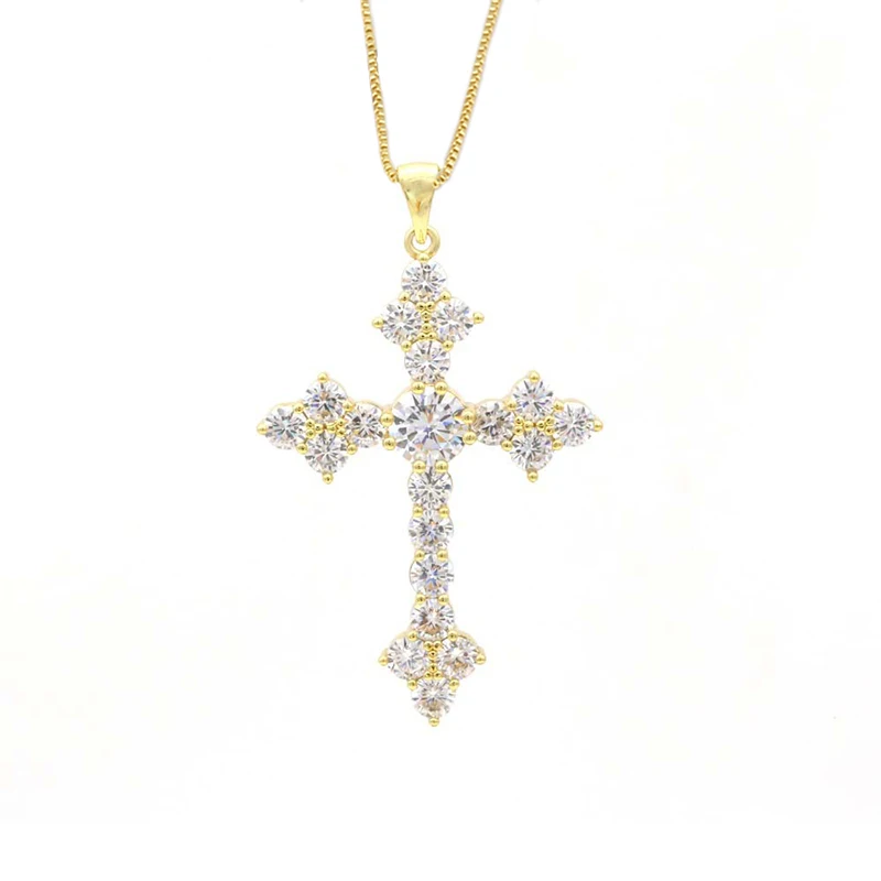 Huitan Cool Cross Necklace for Women Inlaid CZ Stone Hip Hop