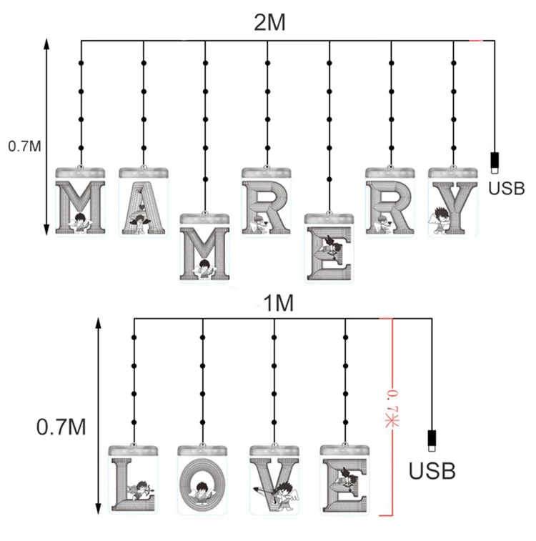 MERRY ME LOVE Heart светодиодный светильник, гирлянда, деревенский Свадебный декор, украшение для свадеб, только что вышедших в свет, декор для рождественской вечеринки