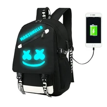Marshmellow рюкзак DJ обновленный Светящийся рюкзак для мальчиков и девочек, школьный Противоугонный рюкзак с usb зарядкой для ноутбука, дорожные сумки