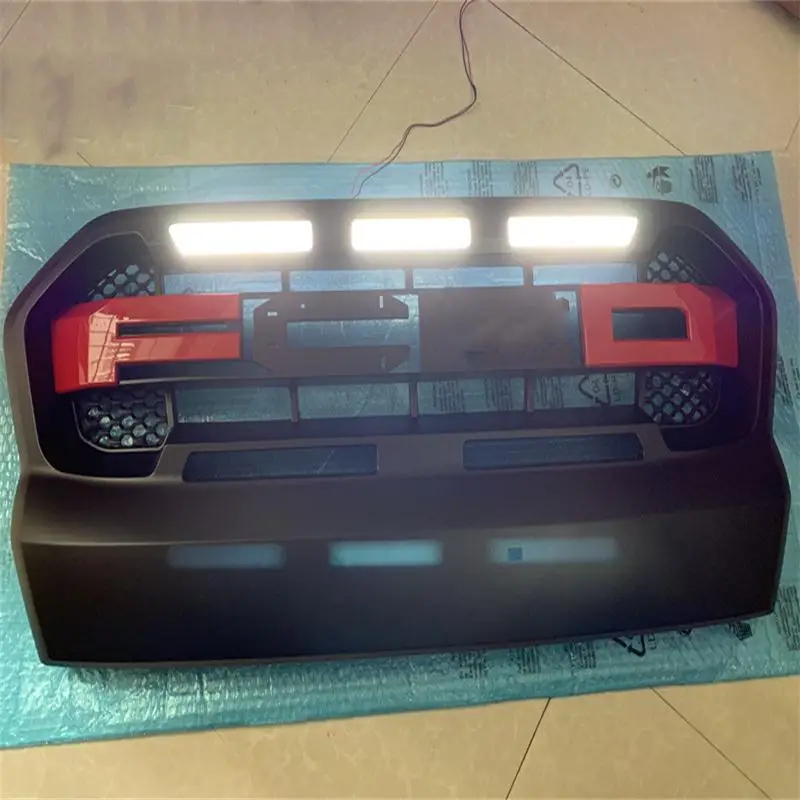 RED WITH LED T7 Внешние части гоночные решетки гриль собственный дизайн модифицированный передний бампер сетка Маска крышка подходит для RANGER RAPTOR T7 15-17 XLT Wildtrak - Цвет: RED WITH LED T7