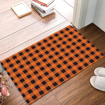 

Halloween Themed Black And Yellow Squares DoorMat Outdoor Indoor Bathroom Rug