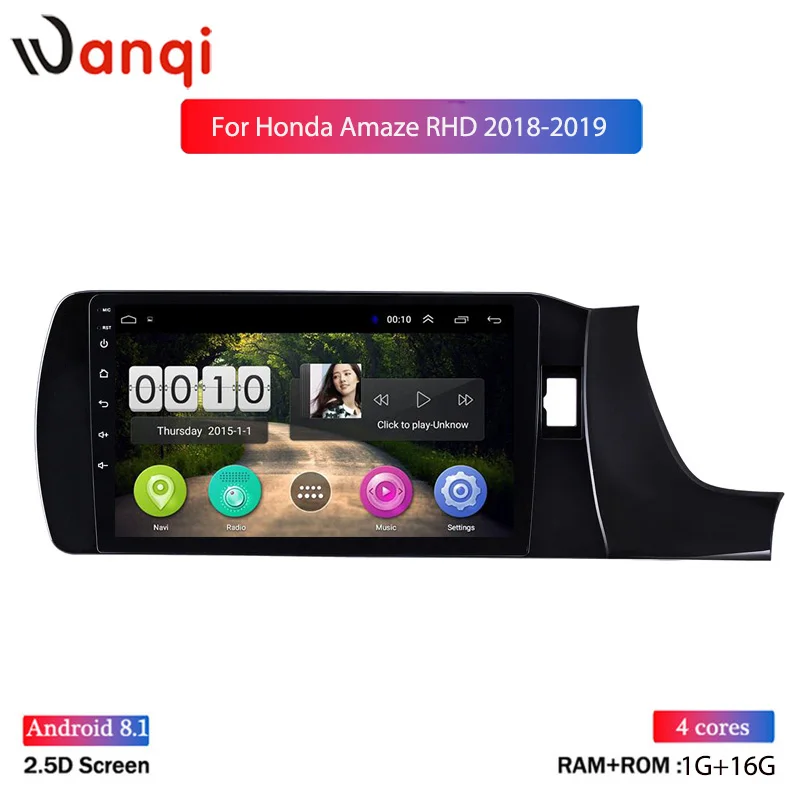 9 &quot2.5D IPS Android 8 1 Автомобильный мультимедийный плеер GPS для 2018-2019 Honda Amaze RHD аудио