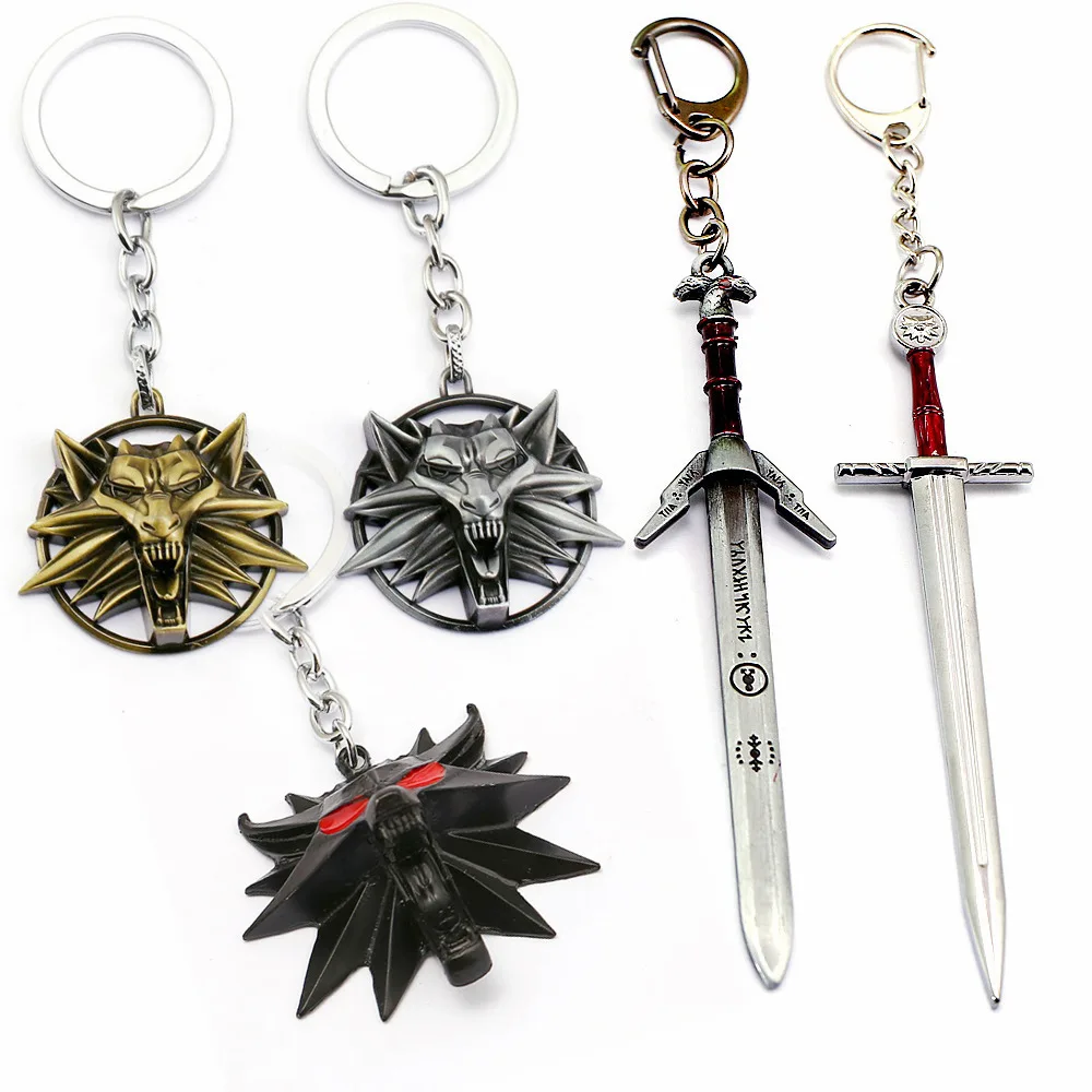 

Hunting Magic Wild Hunt Wolf Head Keychain Wild Hunt White Wolf Jerome Special Steel Sword Silver Sword Hunting Magic Swords Key