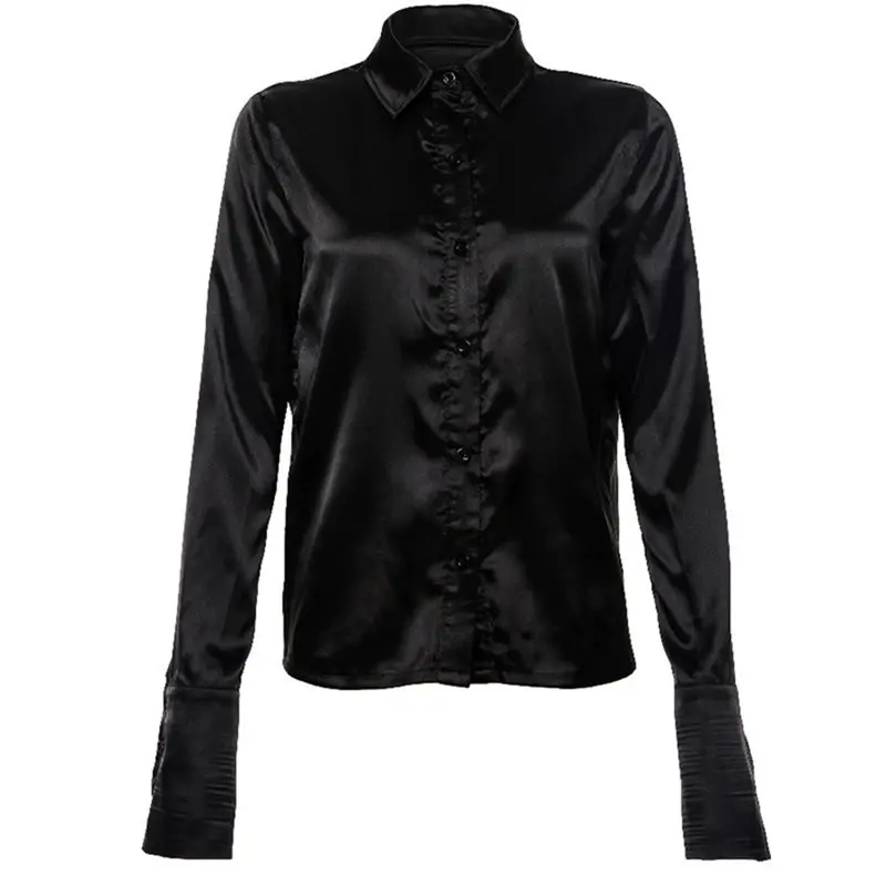 

Rosetic Women Tops and Blouse Black Casual Blusa Female Shirt Gothic Sexy Long Shirt