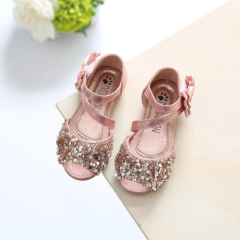 ULKNN Summer 2020 Baby Sandals Girls Princess Shoes Fish Mouth GIRL'S Sandals with Breathable Soft Bottom Child Dance Shoes