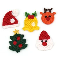 Shop Online for 25 Pieces Woolen Yarn Embroidery Christmas Tree Santa Patches Appliques: Festive Crafts Decoration - Image 3