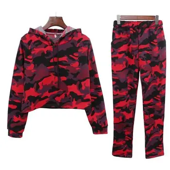 

New Fashion women suit autumn and winter women's tracksuits casual set with a hood fleece sweatshirt two pieces set