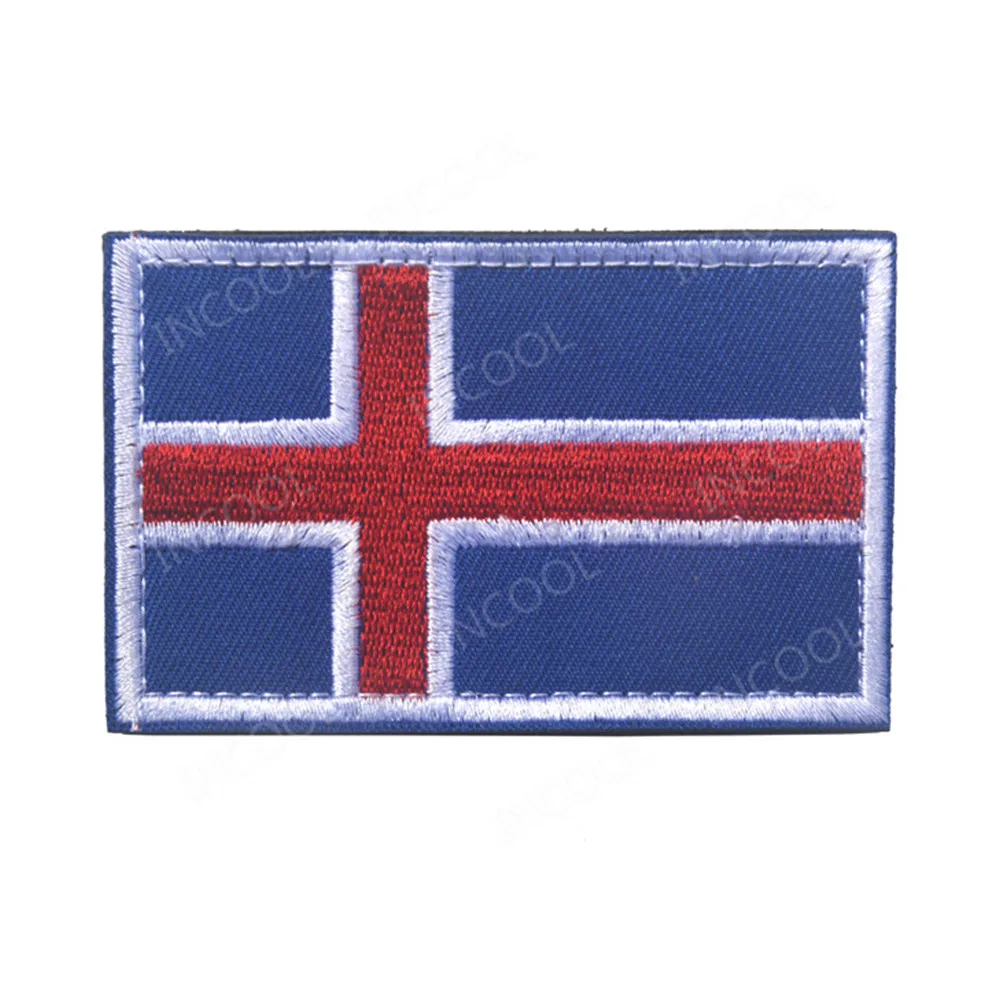 Европа, Швеция, Норвегия, Дания, исландский финский Флаг Швейцарии, вышитые нашивки для поддержания боевого духа, нашивки с вышитыми значками, флаг - Цвет: Iceland White